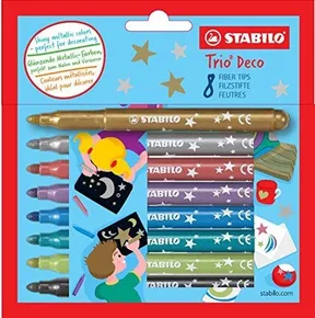 Metallischer Fasermarker mit XL-Spitze – STABILO Trio DECO – 8-teiliges Set